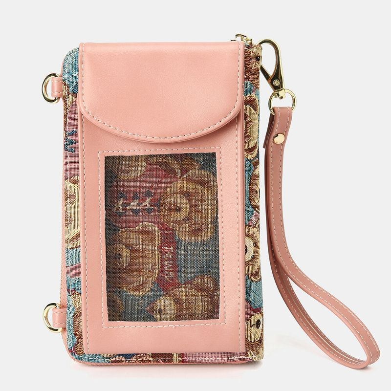 Dam Björnmönster 12 Kortplatser Telefonväska Crossbody-väska Clutches-väska