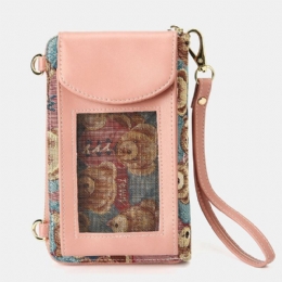 Dam Björnmönster 12 Kortplatser Telefonväska Crossbody-väska Clutches-väska