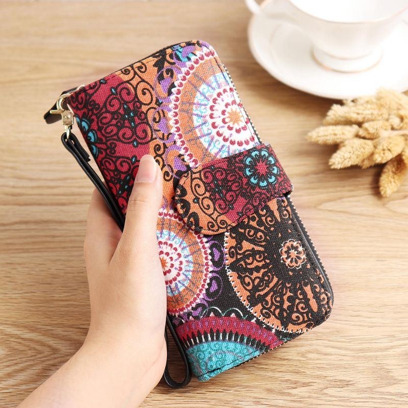 Dam Canvas Bohemian Long Wallet Muti-slot