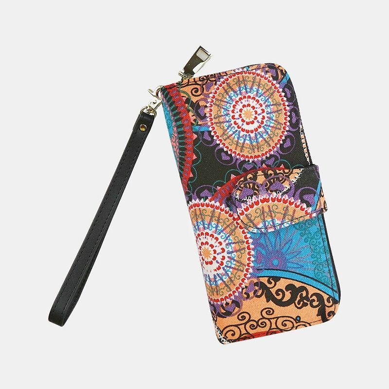 Dam Canvas Bohemian Style Printing Long Clutch Plånbok