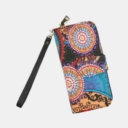 Dam Canvas Bohemian Style Printing Long Clutch Plånbok