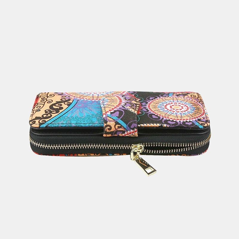 Dam Canvas Bohemian Style Printing Long Clutch Plånbok