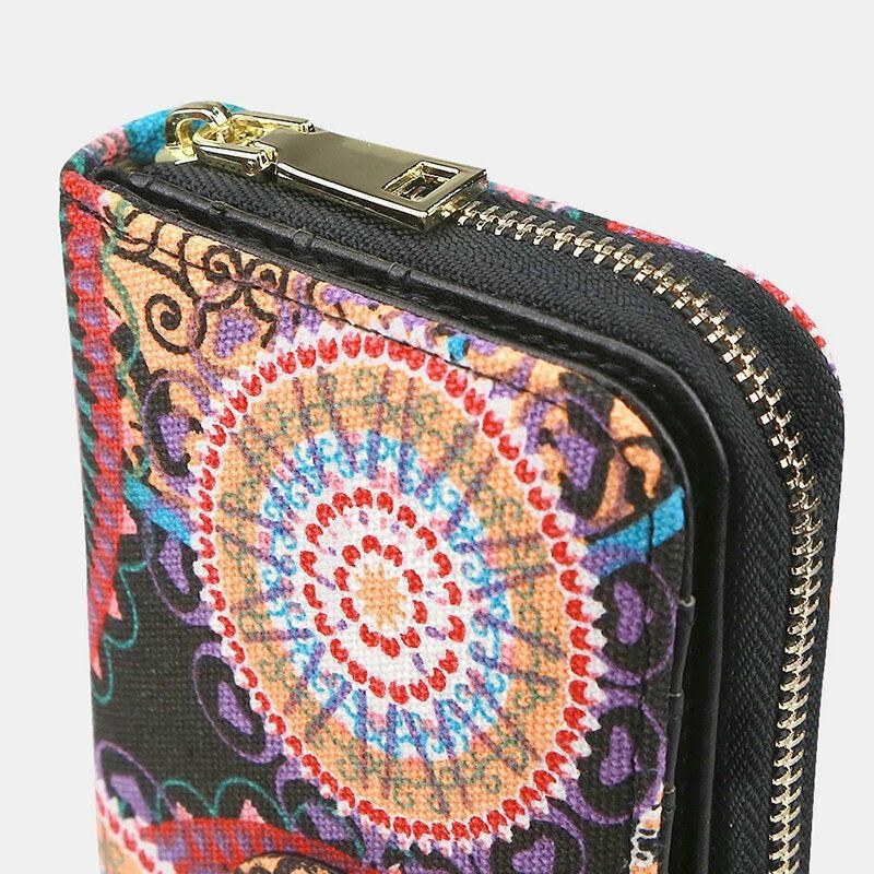 Dam Canvas Bohemian Style Printing Long Clutch Plånbok