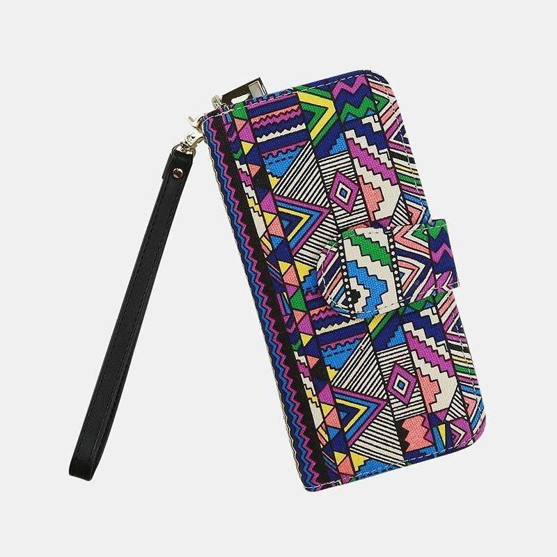 Dam Canvas Bohemian Style Printing Long Clutch Plånbok