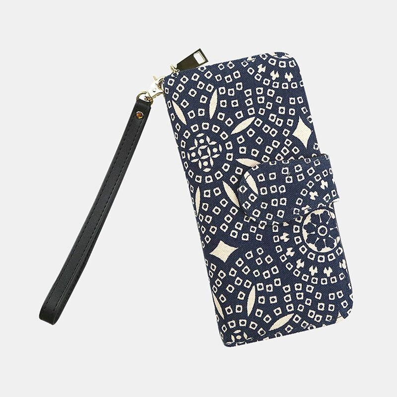 Dam Canvas Bohemian Style Printing Long Clutch Plånbok