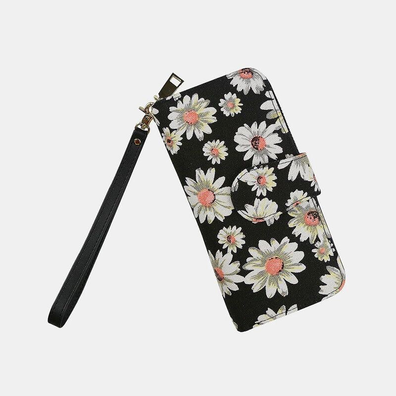 Dam Canvas Bohemian Style Printing Long Clutch Plånbok