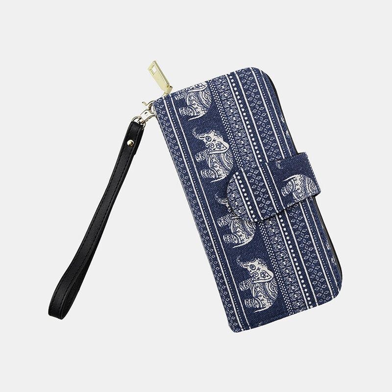 Dam Canvas Bohemian Style Printing Long Clutch Plånbok