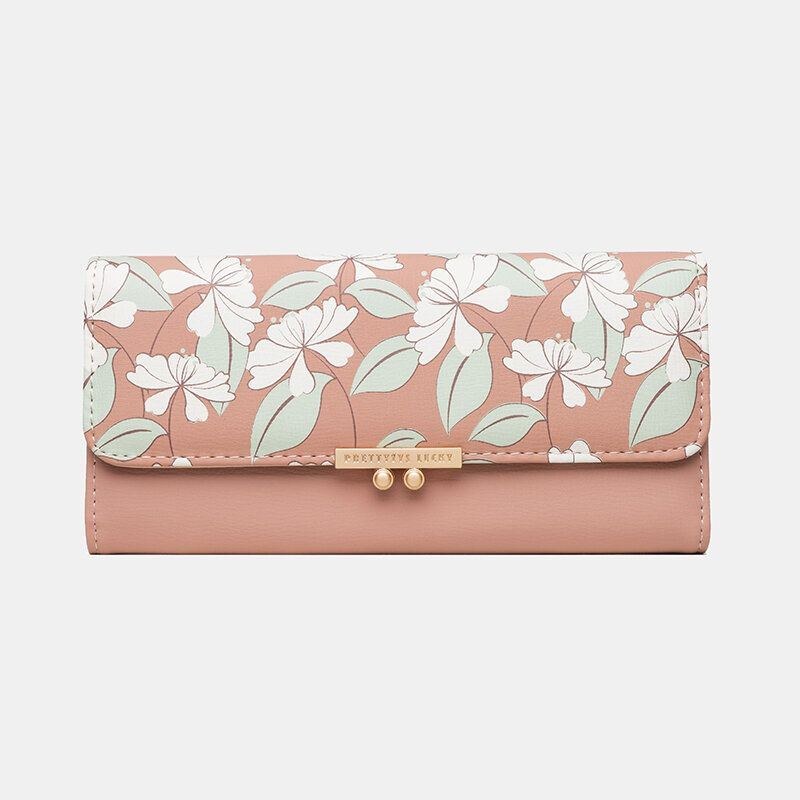 Dam Växter 9 Kortplatser Floral Trifold Plånbok