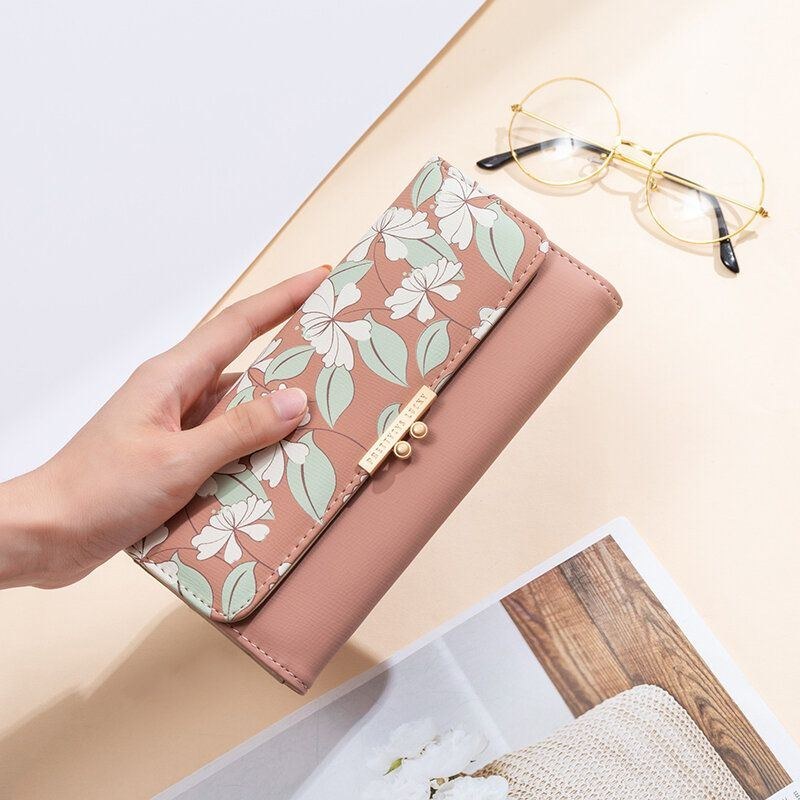 Dam Växter 9 Kortplatser Floral Trifold Plånbok