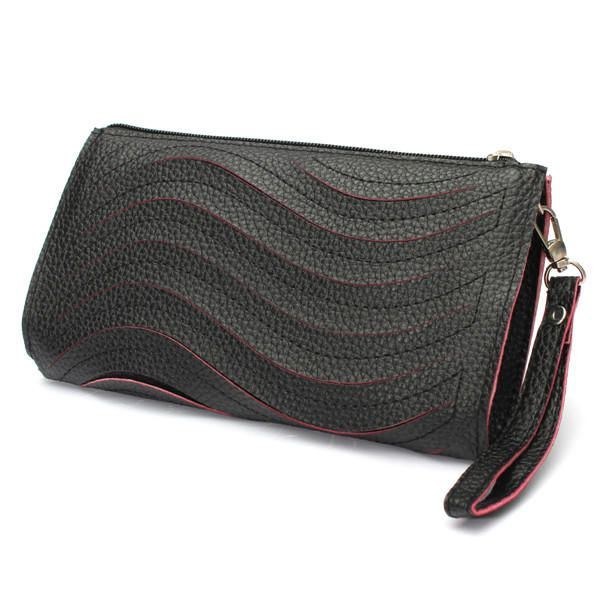 Pu-handväska För Kvinnor Wave Single Shoulder Cross Body Bag Handled Clutch Plånbok