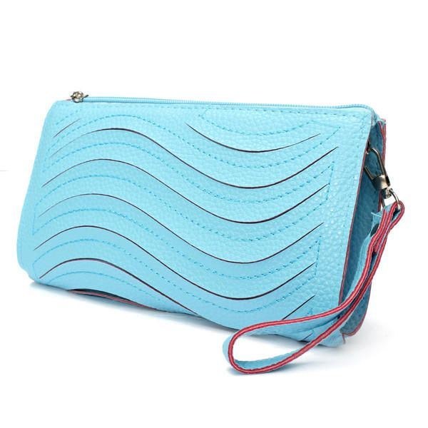 Pu-handväska För Kvinnor Wave Single Shoulder Cross Body Bag Handled Clutch Plånbok