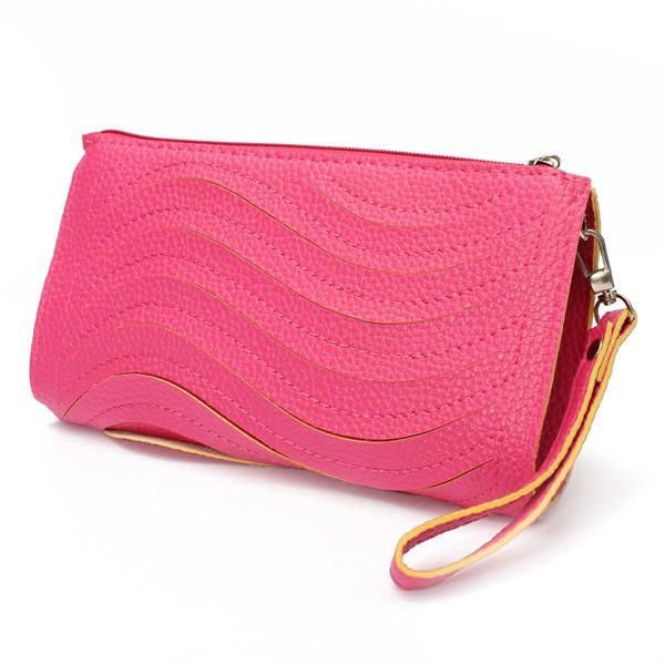 Pu-handväska För Kvinnor Wave Single Shoulder Cross Body Bag Handled Clutch Plånbok