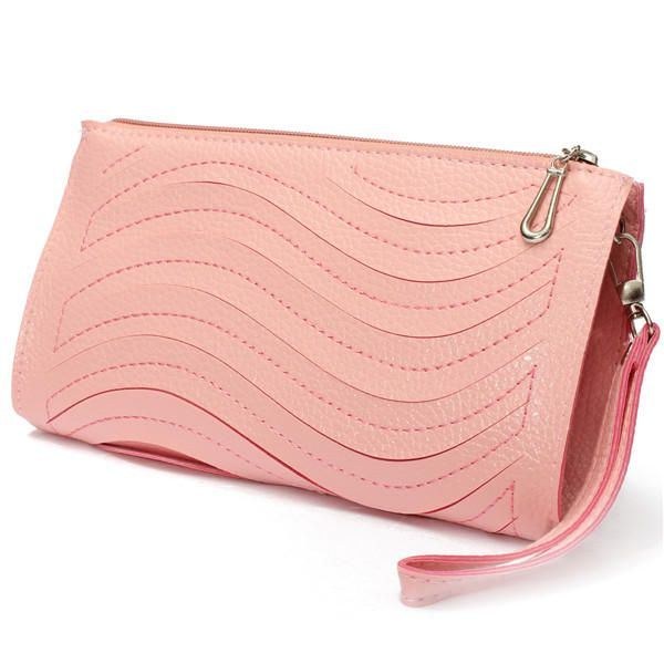 Pu-handväska För Kvinnor Wave Single Shoulder Cross Body Bag Handled Clutch Plånbok