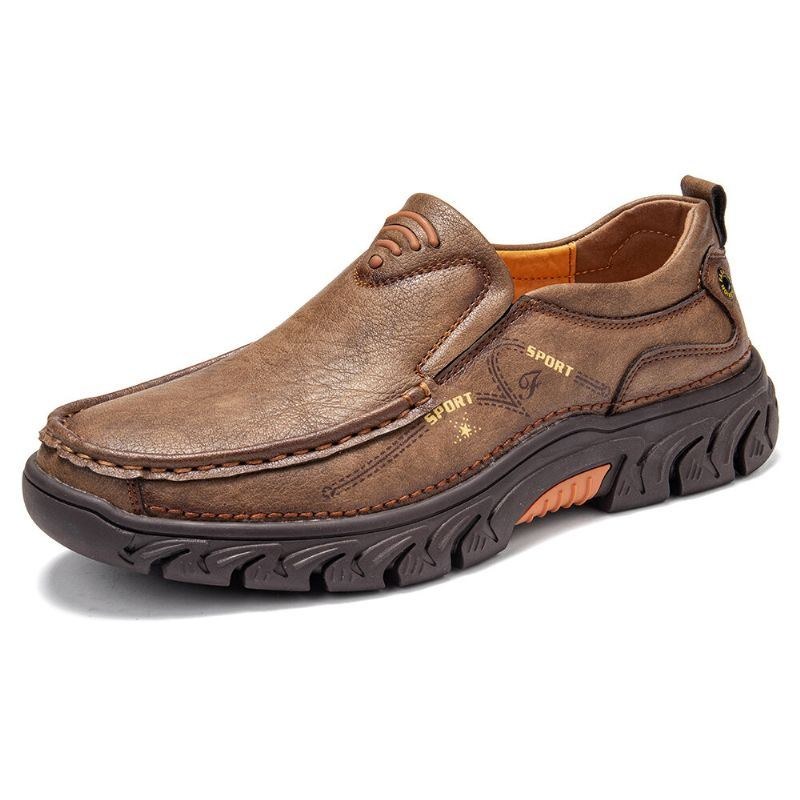 Halkfria Män Utomhus Business Casual Slip On Läderskor