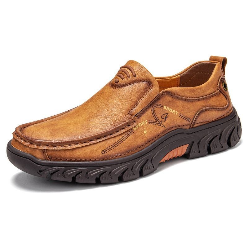 Halkfria Män Utomhus Business Casual Slip On Läderskor