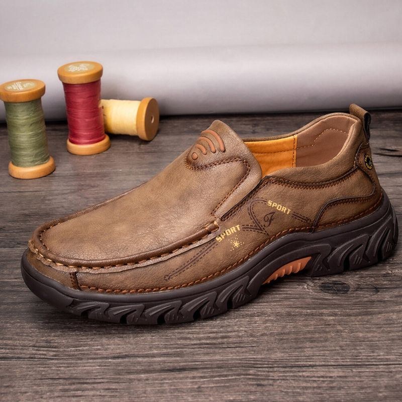 Halkfria Män Utomhus Business Casual Slip On Läderskor