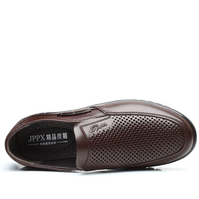 Herr Äkta Läder Andas Mjuk Botten Slip On Bekväma Casual Business Skor