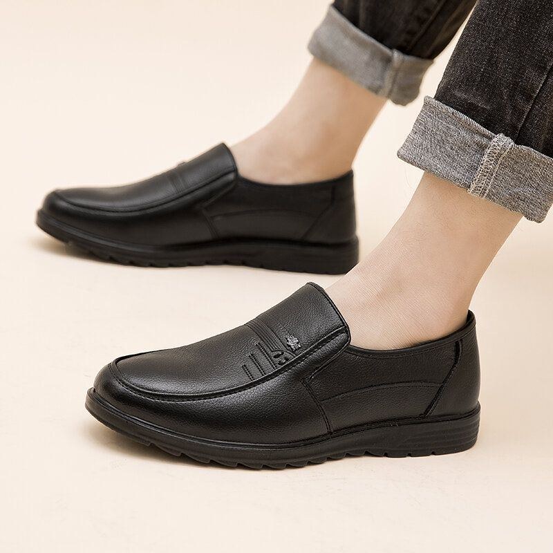 Herr Äkta Läder Slip On Casual Business Skor