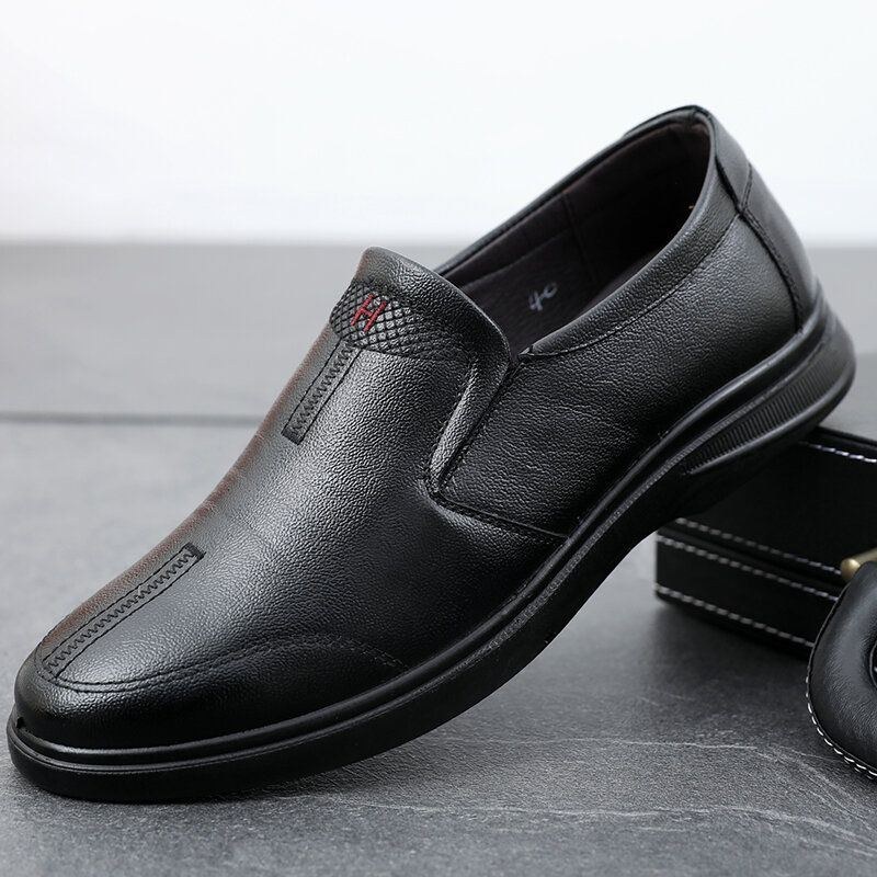 Herr Äkta Läder Slip On Casual Business Skor