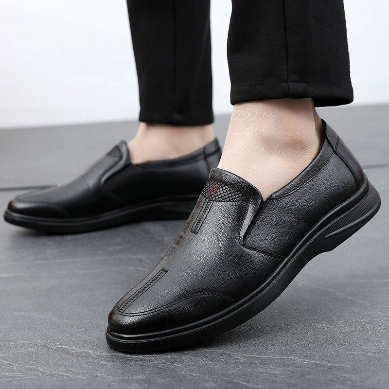 Herr Äkta Läder Slip On Casual Business Skor