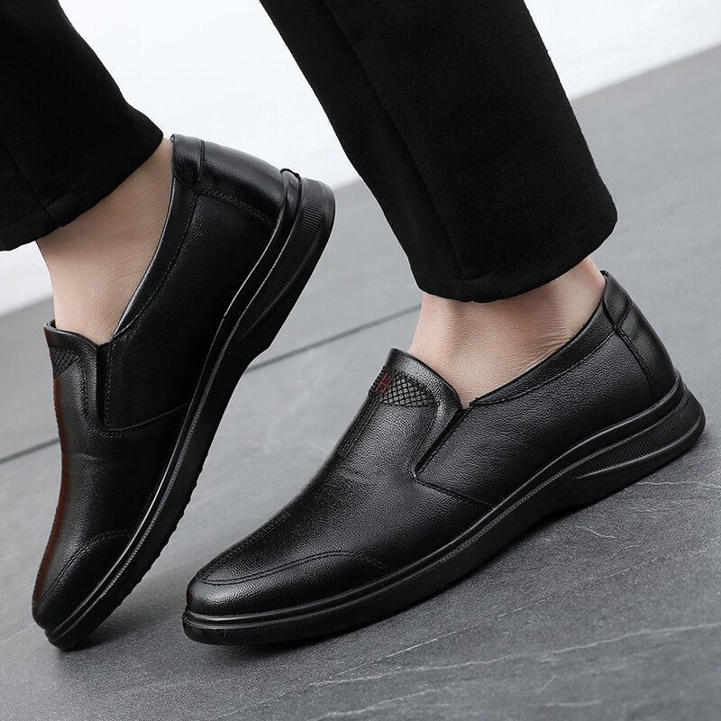 Herr Äkta Läder Slip On Casual Business Skor