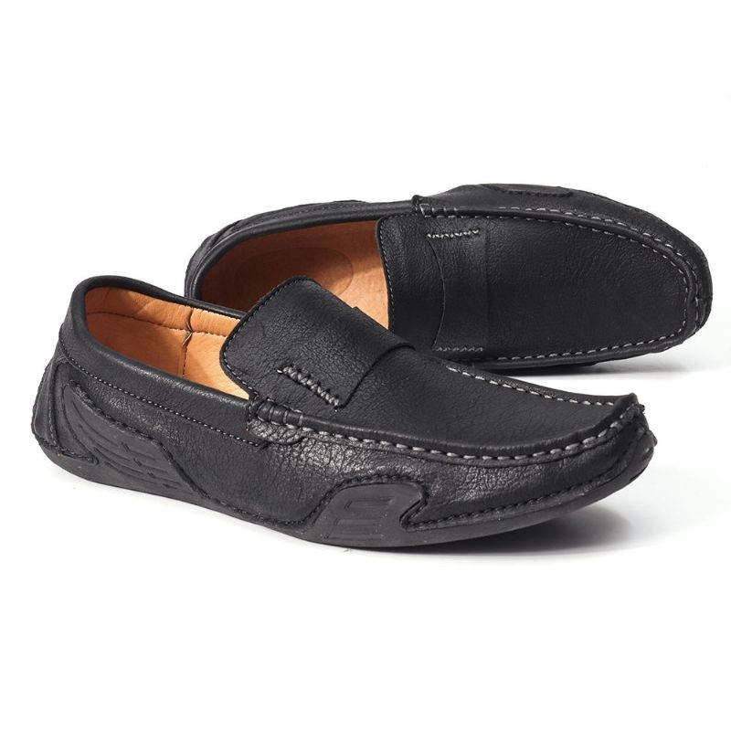 Herr Äkta Läder Slip On Halkfria Mjuka Casual Flats