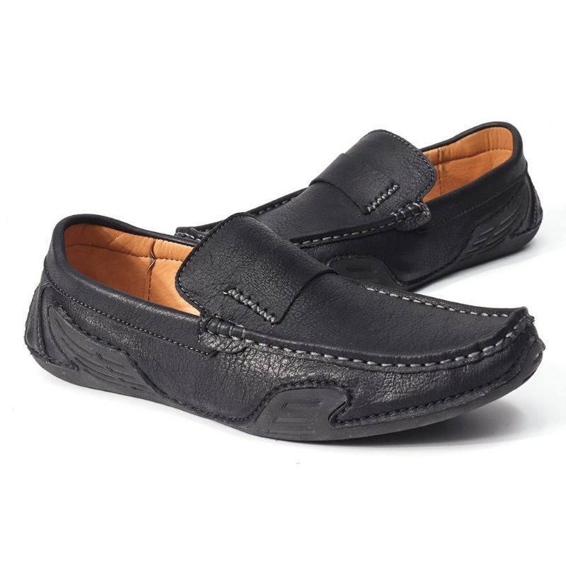 Herr Äkta Läder Slip On Halkfria Mjuka Casual Flats