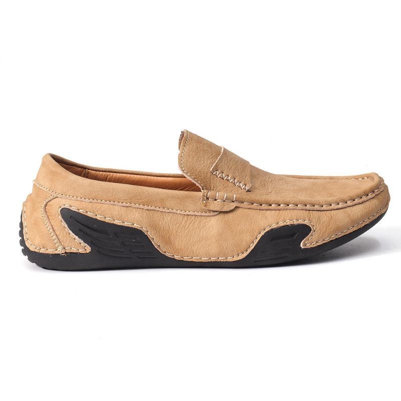 Herr Äkta Läder Slip On Halkfria Mjuka Casual Flats