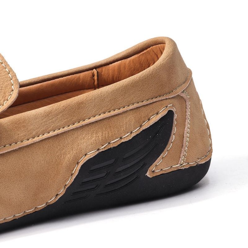 Herr Äkta Läder Slip On Halkfria Mjuka Casual Flats