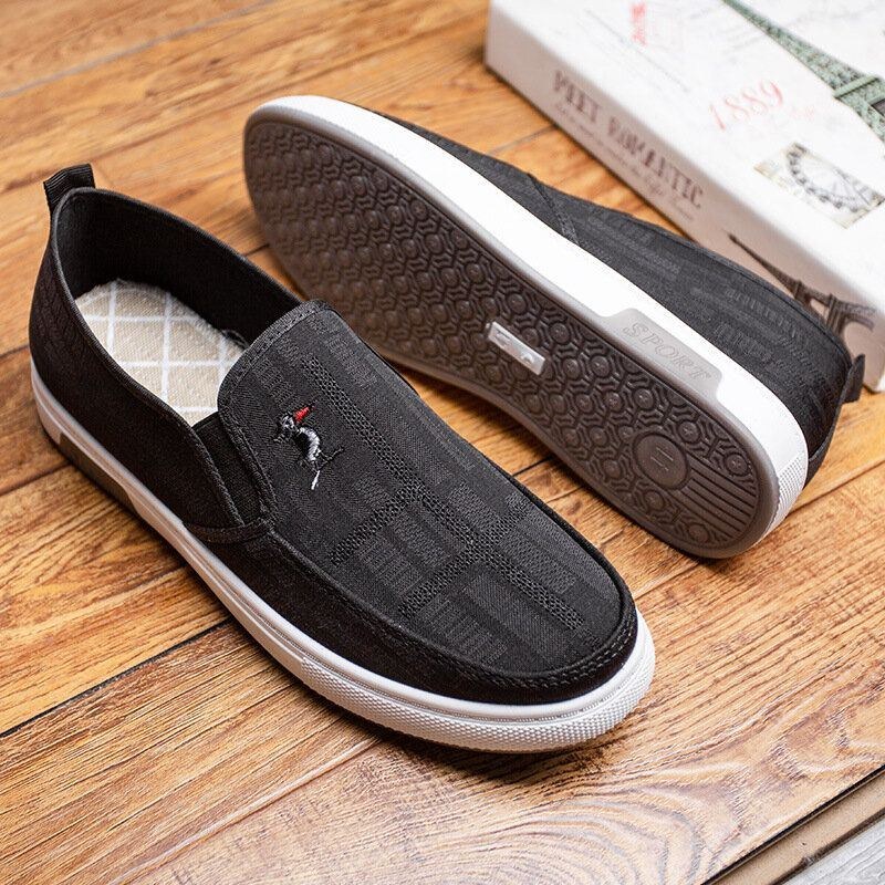 Herr Andas Halkfria Bekväm Slip On Old Peking Casual Cloth Court Skor