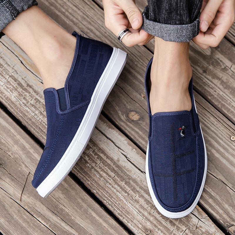 Herr Andas Halkfria Bekväm Slip On Old Peking Casual Cloth Court Skor