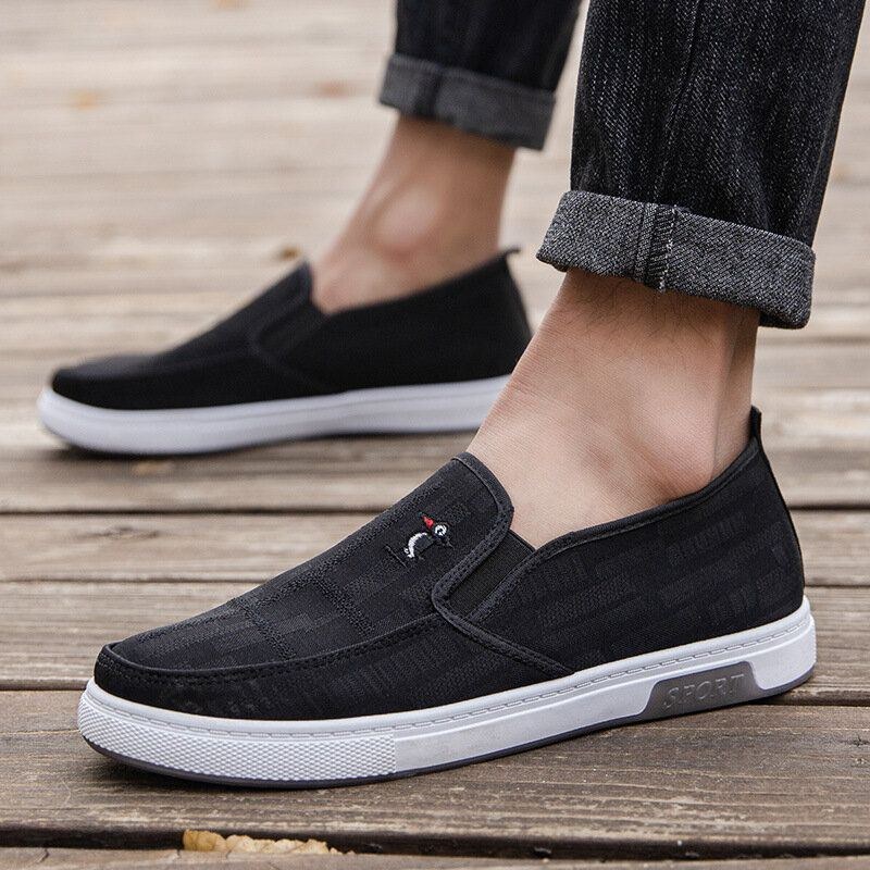 Herr Andas Halkfria Bekväm Slip On Old Peking Casual Cloth Court Skor