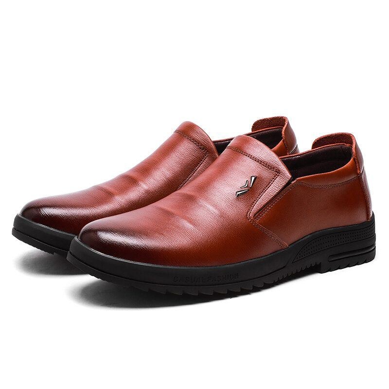 Herr Bekväm Äkta Läder Halkbeständiga Slip On Business Casual Skor