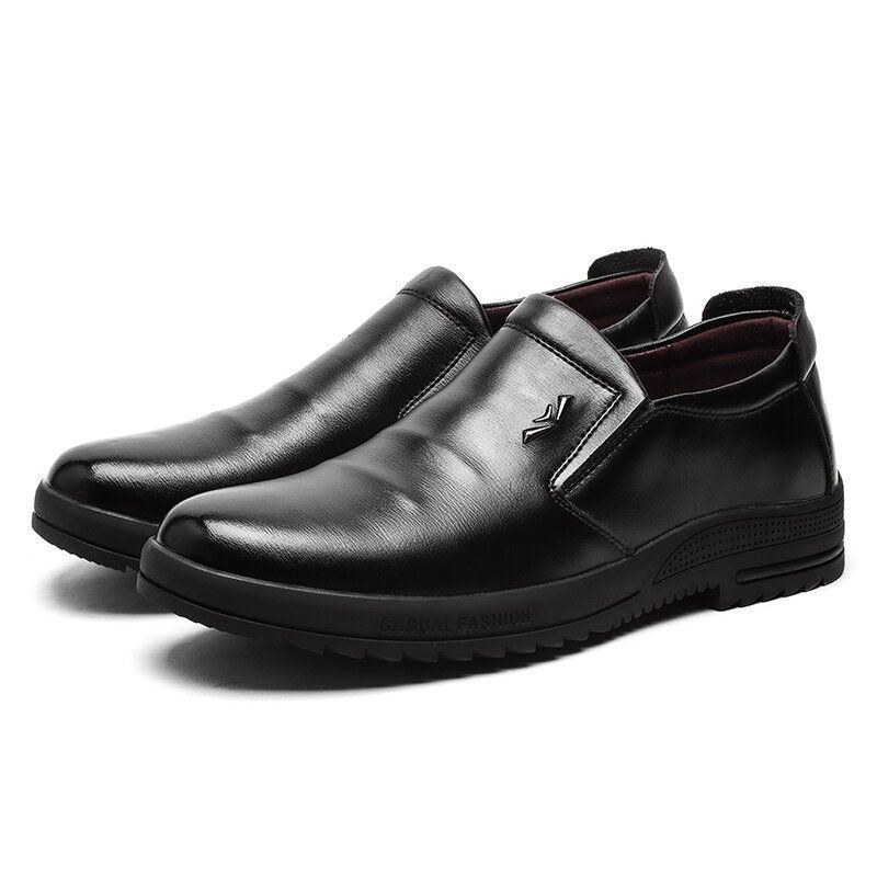 Herr Bekväm Äkta Läder Halkbeständiga Slip On Business Casual Skor