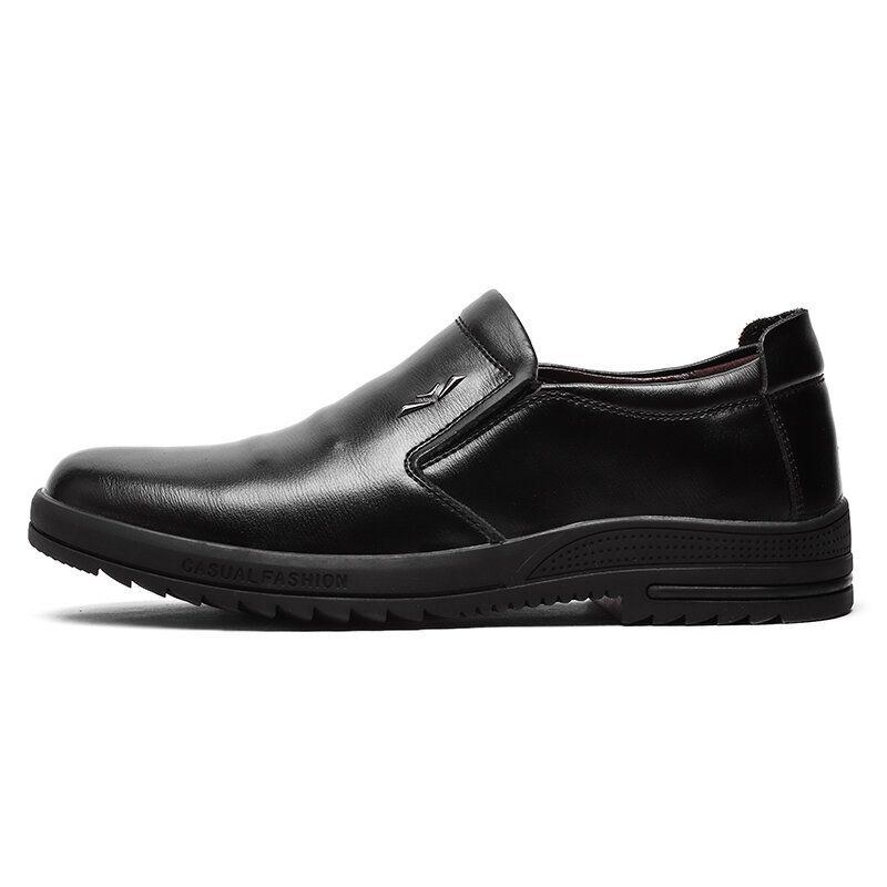 Herr Bekväm Äkta Läder Halkbeständiga Slip On Business Casual Skor