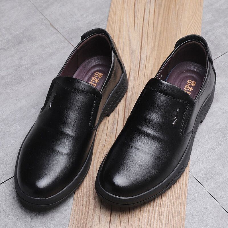 Herr Bekväm Äkta Läder Halkbeständiga Slip On Business Casual Skor