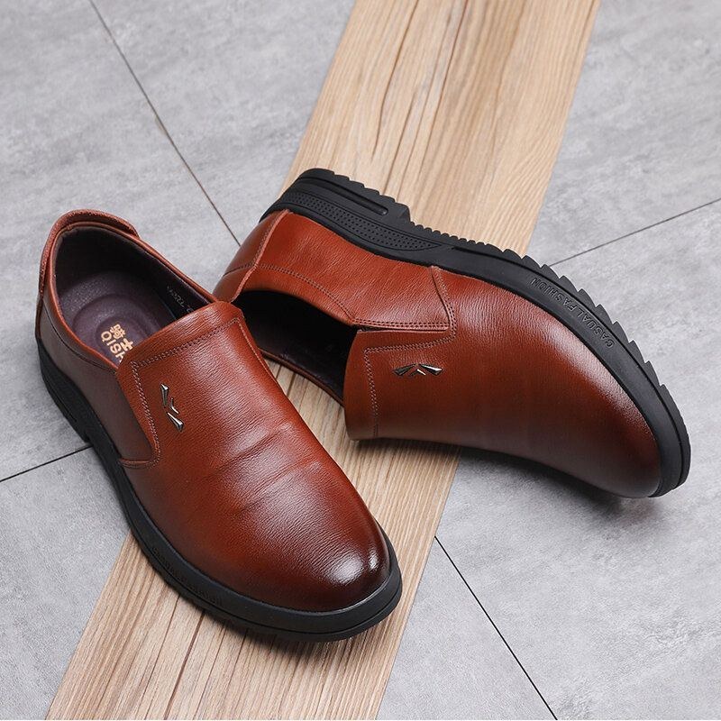 Herr Bekväm Äkta Läder Halkbeständiga Slip On Business Casual Skor