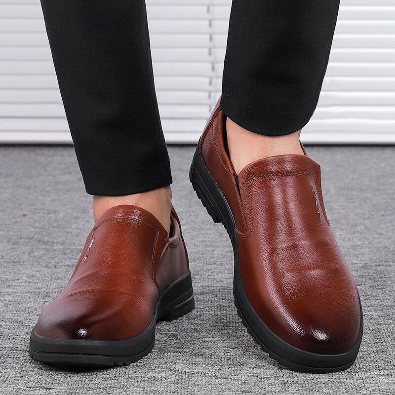 Herr Bekväm Äkta Läder Halkbeständiga Slip On Business Casual Skor