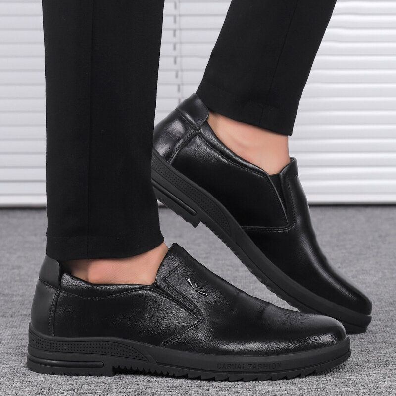 Herr Bekväm Äkta Läder Halkbeständiga Slip On Business Casual Skor