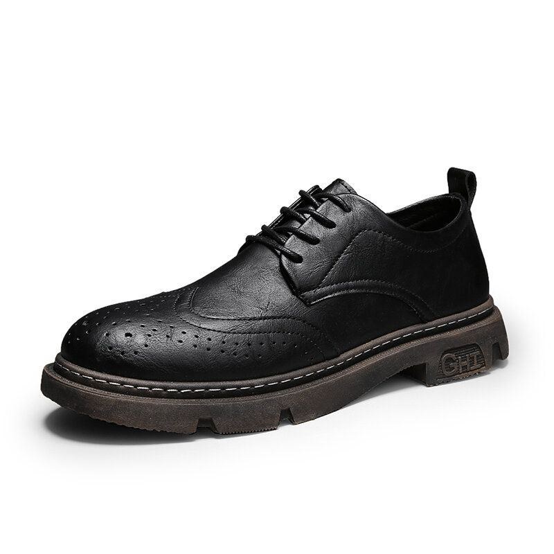 Herr Bekväm Rund Tå Snörning Oxfords Brogue Casual Skor