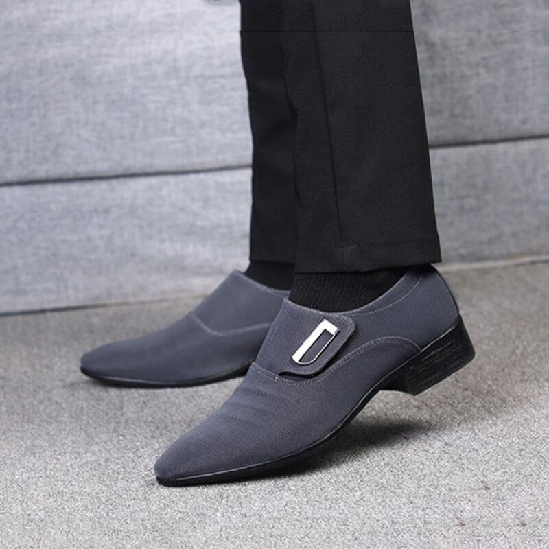 Herr Canvas Andas Halkfri Spetsig Tå-slip On Casual Business Skor