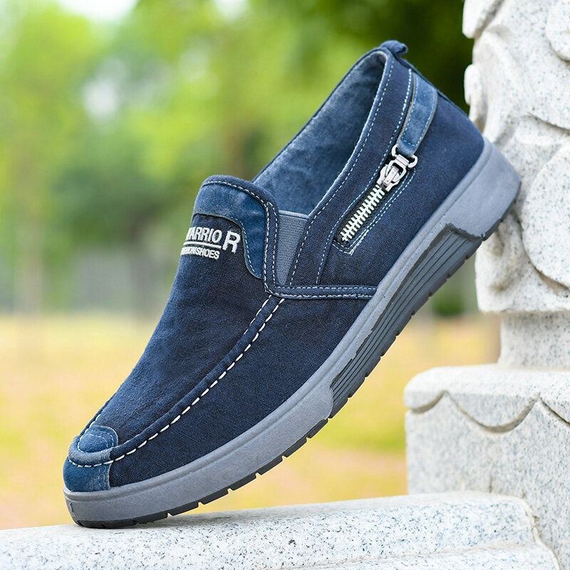 Herr Canvas Andas Mjuk Sula Bekväm Slip On Gamla Peking Casual Clothing Skor