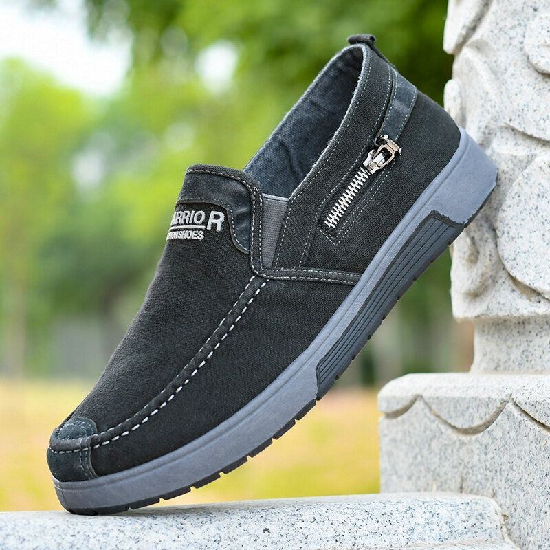 Herr Canvas Andas Mjuk Sula Bekväm Slip On Gamla Peking Casual Clothing Skor