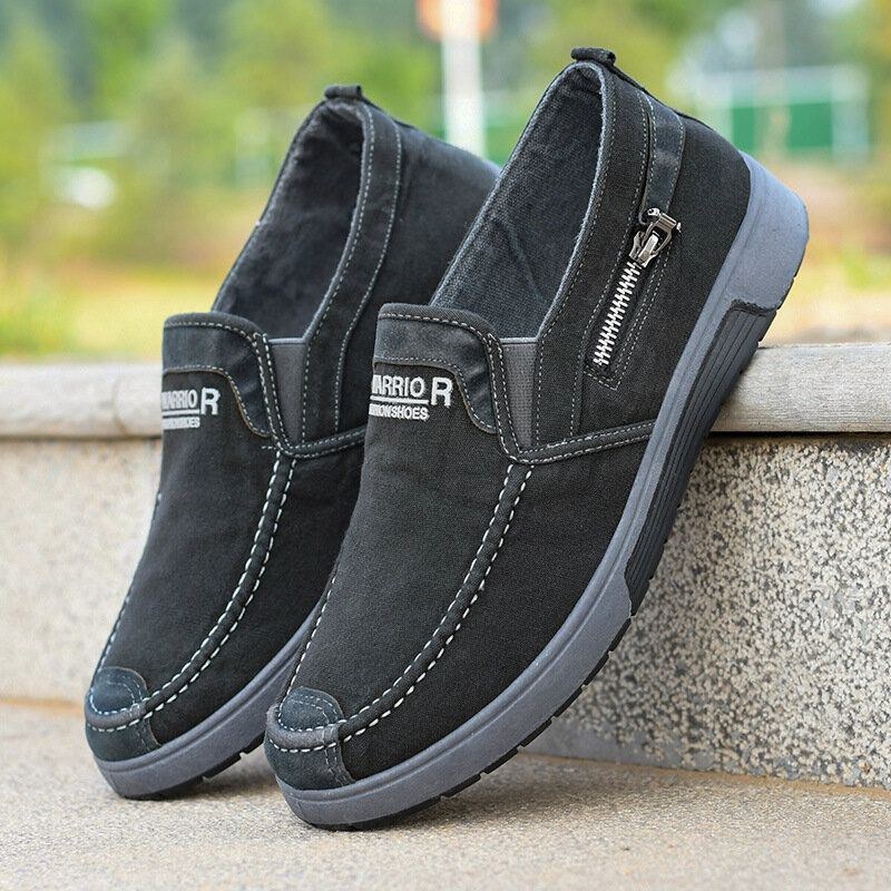 Herr Canvas Andas Mjuk Sula Bekväm Slip On Gamla Peking Casual Clothing Skor