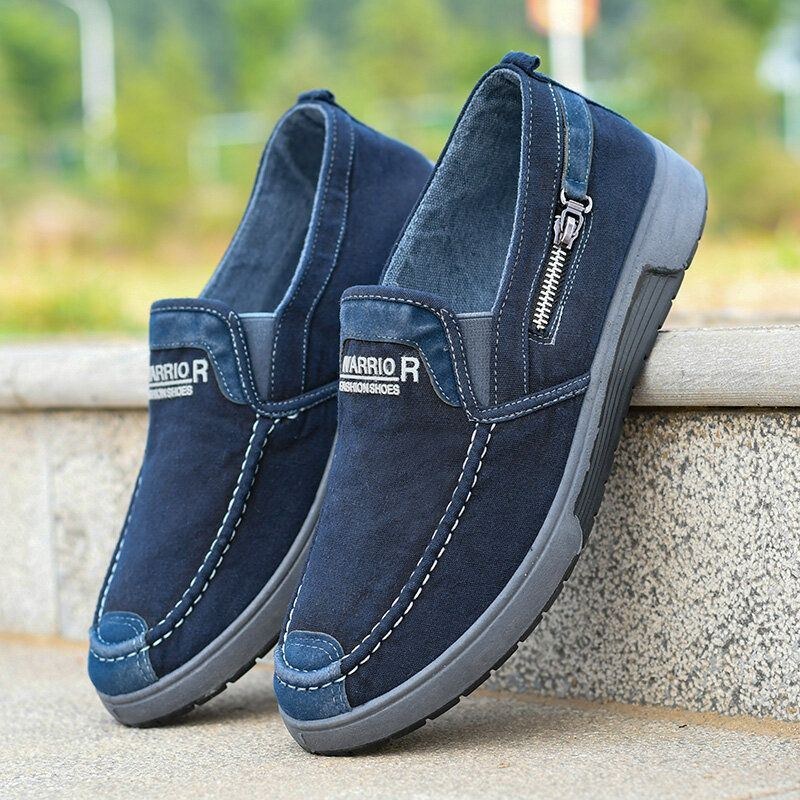 Herr Canvas Andas Mjuk Sula Bekväm Slip On Gamla Peking Casual Clothing Skor