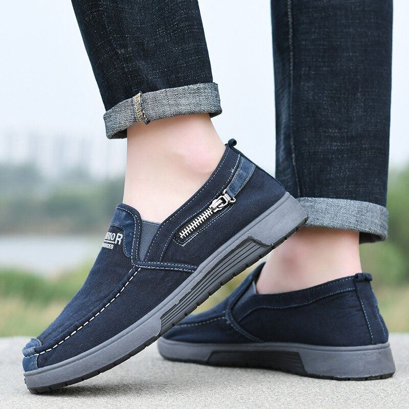 Herr Canvas Andas Mjuk Sula Bekväm Slip On Gamla Peking Casual Clothing Skor