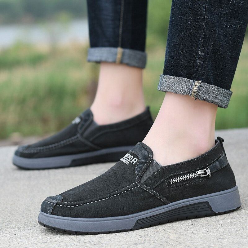 Herr Canvas Andas Mjuk Sula Bekväm Slip On Gamla Peking Casual Clothing Skor