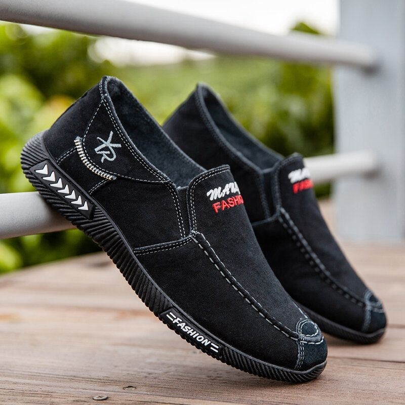 Herr Canvas Andas Mjuk Sula Bekväm Slip On Gamla Peking Kör Casual Skor