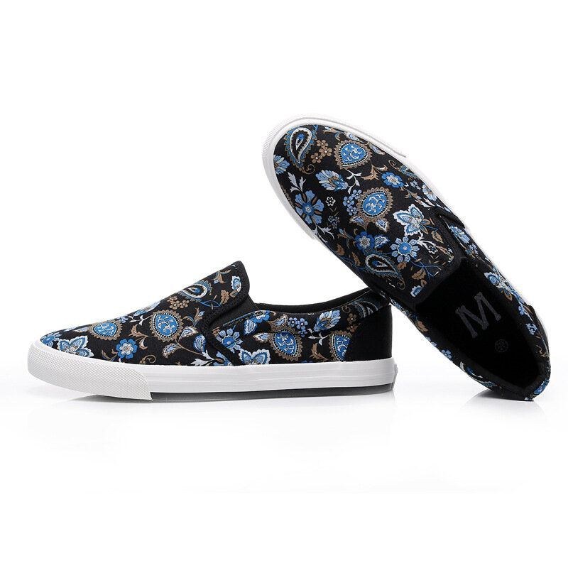 Herr Canvas Andas Slip On Mjukt Mönster Casual Court Skor