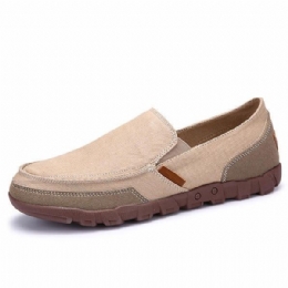 Herr Casual Canvas Slip On Mjuka Utomhuslägenheter Som Andas